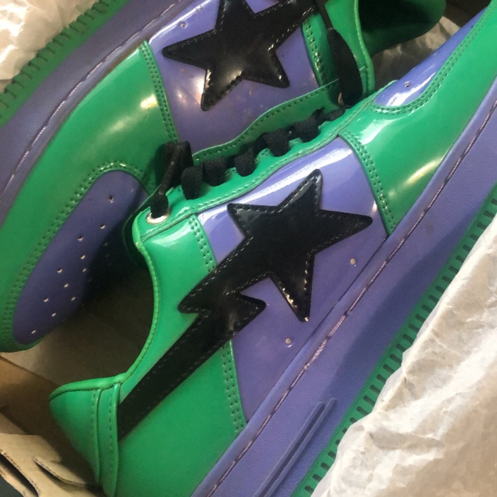 Bape Kids Sneakers in Green and Purple